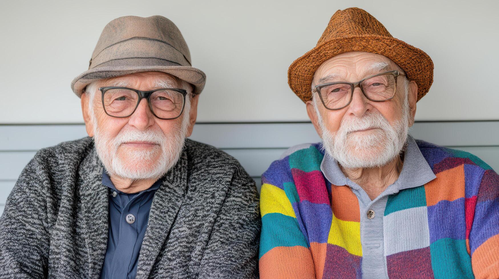 Elderly friends sharing moment on porch, showcasing warmth and companionship photo