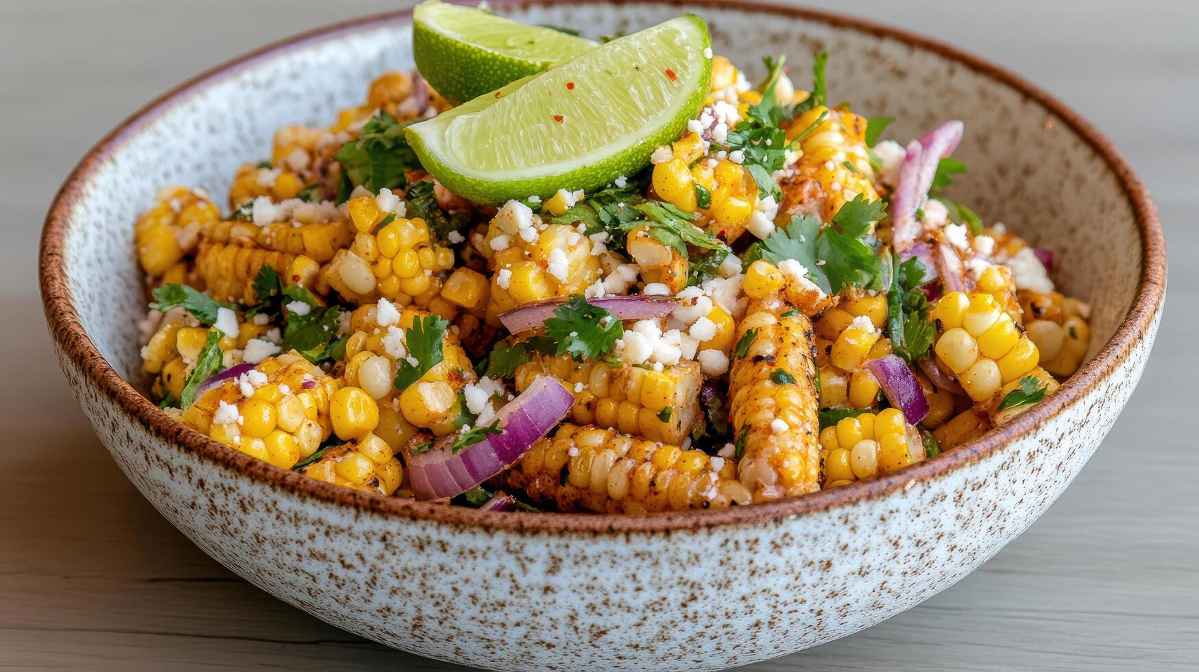 Fresh corn salad with lime and cilantro, bursting with flavor and color photo