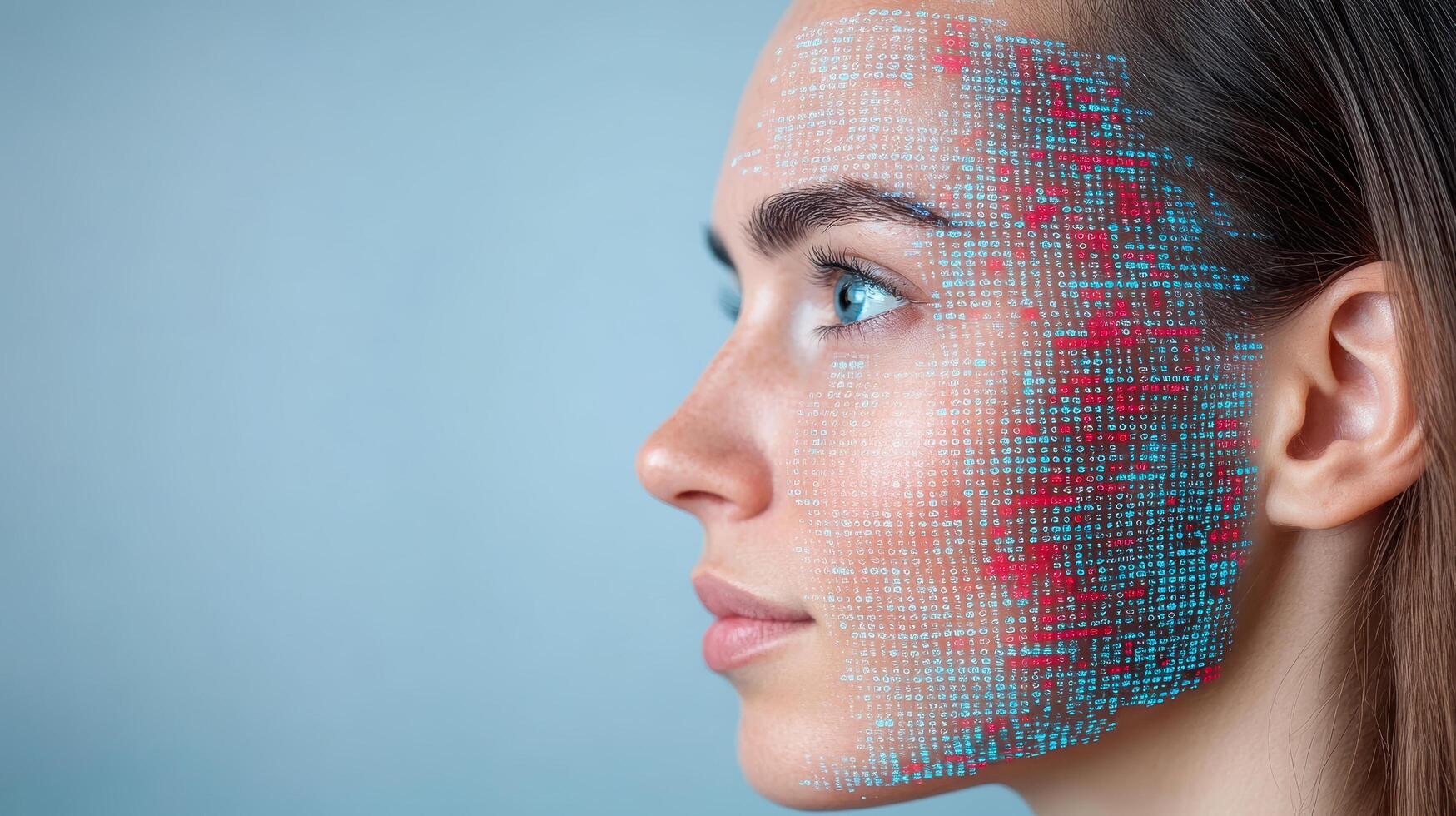 Digital face overlay with data visualization photo
