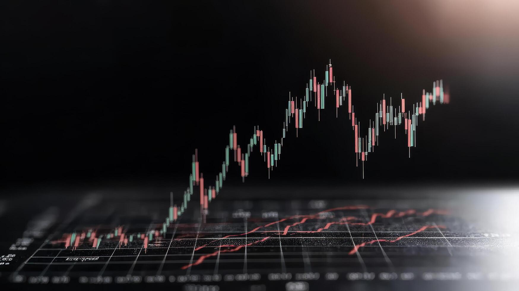 detailed stock market graph with candlestick pattern showing upward trends and fluctuations photo