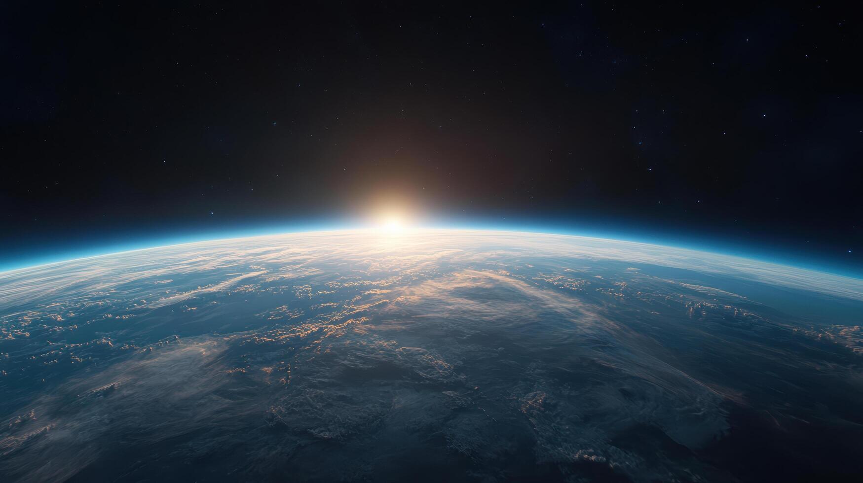 breathtaking view of Earth from space, showcasing curvature of planet and stunning sunrise photo