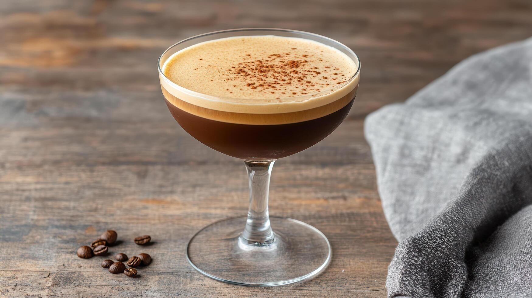 rich espresso martini topped with frothy cream and cocoa, perfect for coffee lovers photo