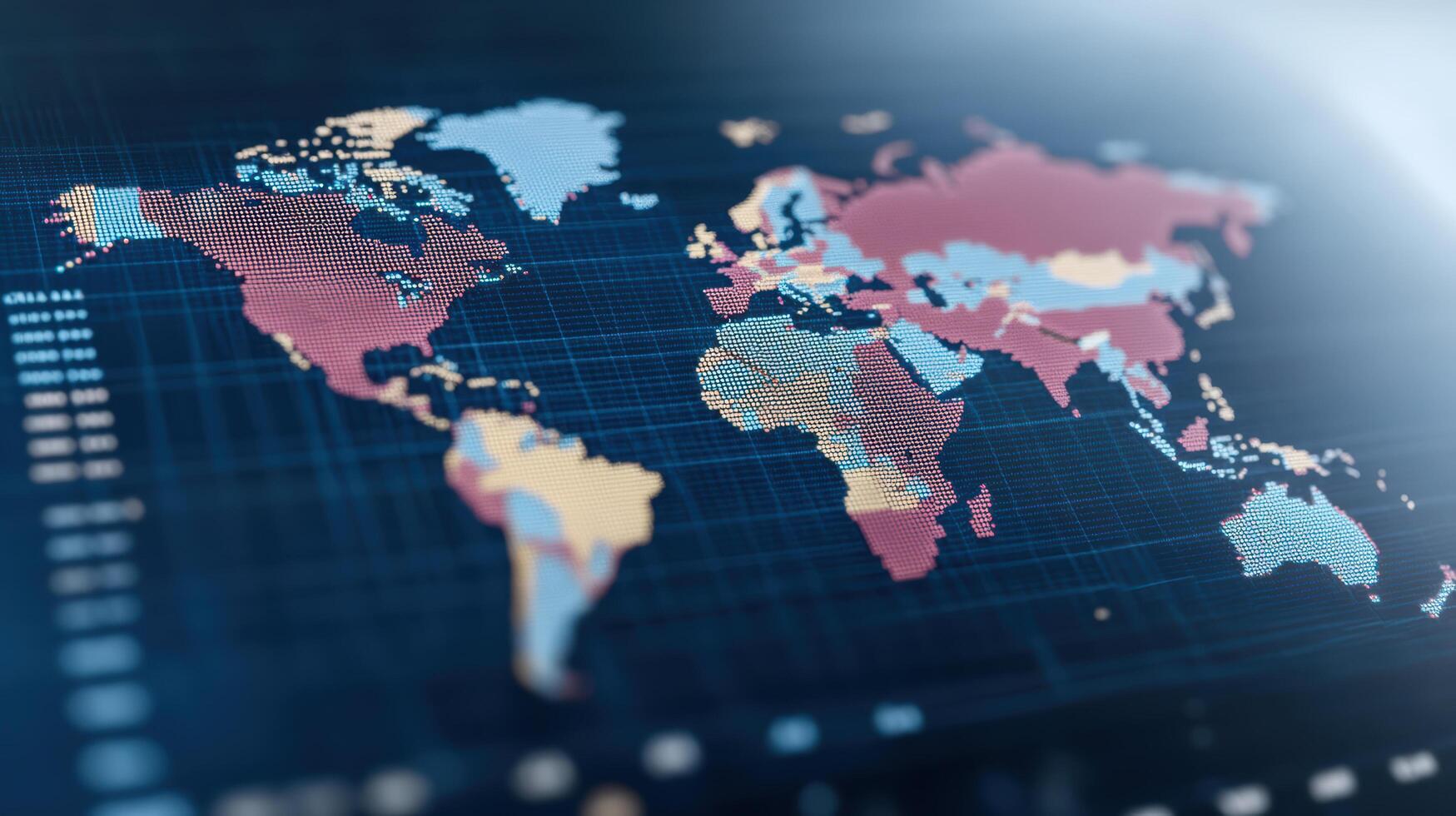 detailed world map with colorful regions, showcasing data visualization trends and patterns photo