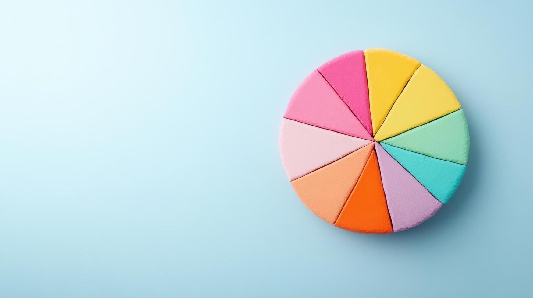 Colorful pie chart representing data segments soft background, evoking creativity and analysis photo