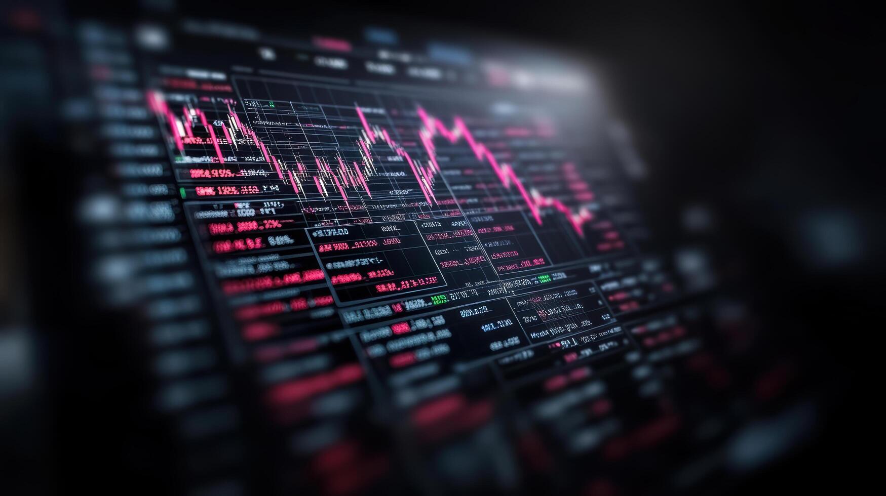 digital screen displaying complex financial data with fluctuating graphs and numbers evokes photo