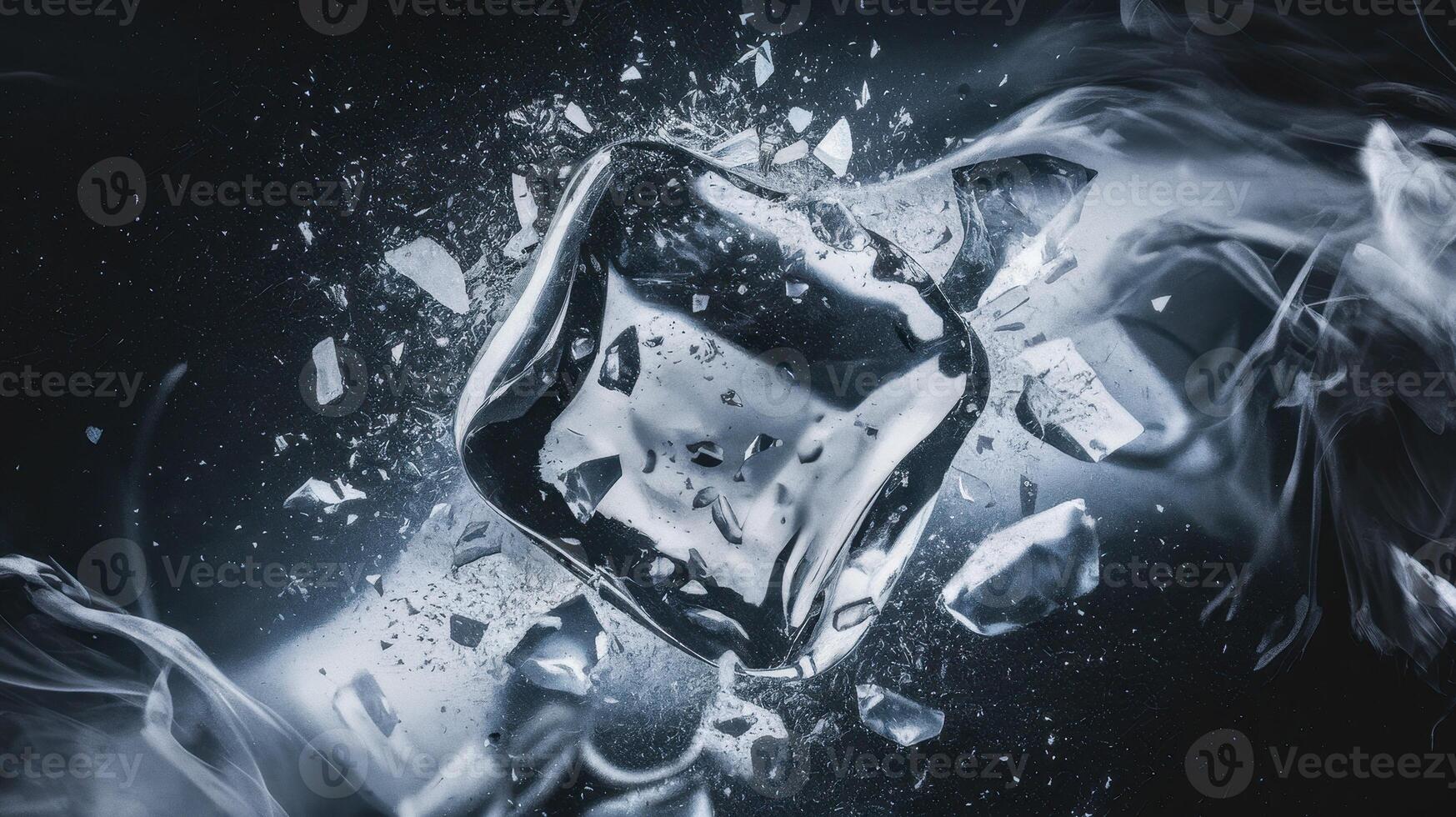 A diamond is being broken by a black background photo