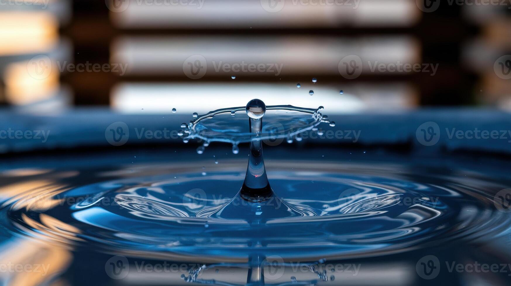 Water drop on a blue surface photo