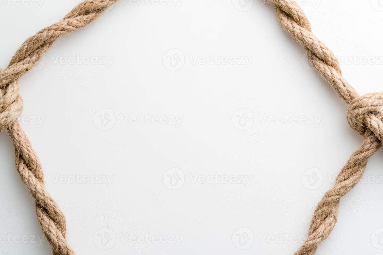 Twisted hemp rope forming diamond shape on light surface photo