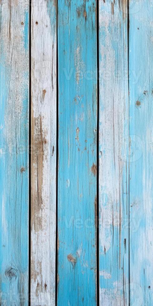 Weathered blue wooden planks with rustic texture for background design photo