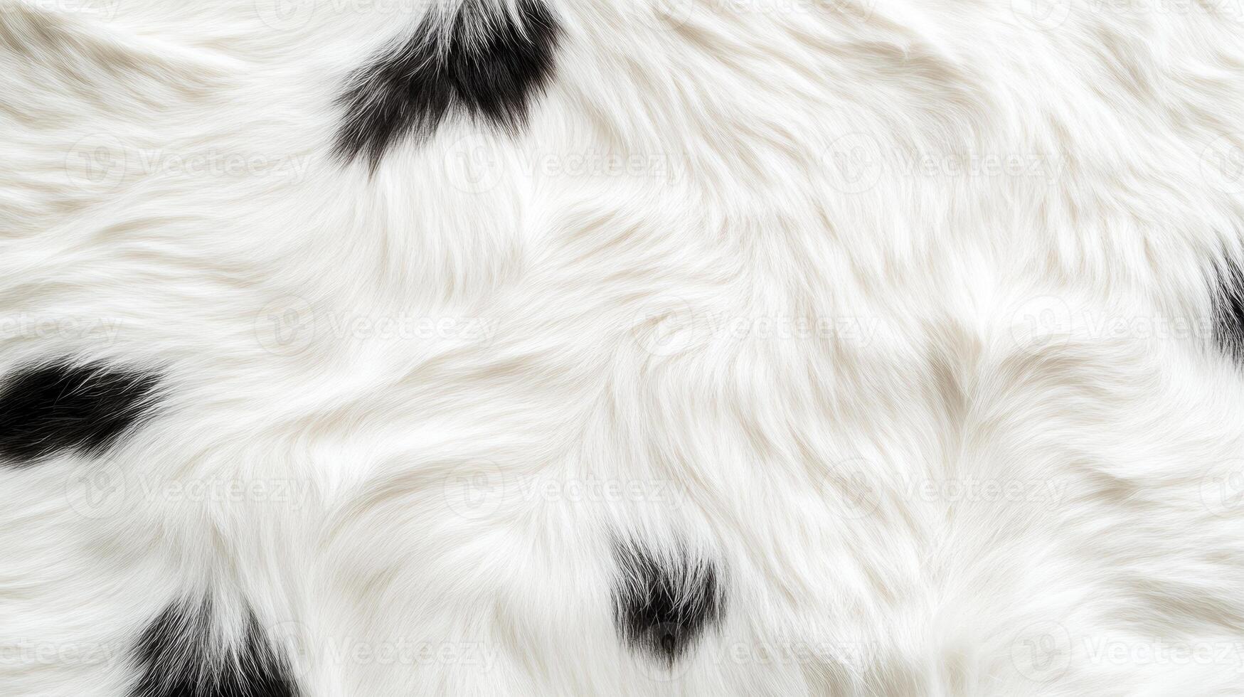 Close up of black and white fur texture with natural patterns and soft fibers photo