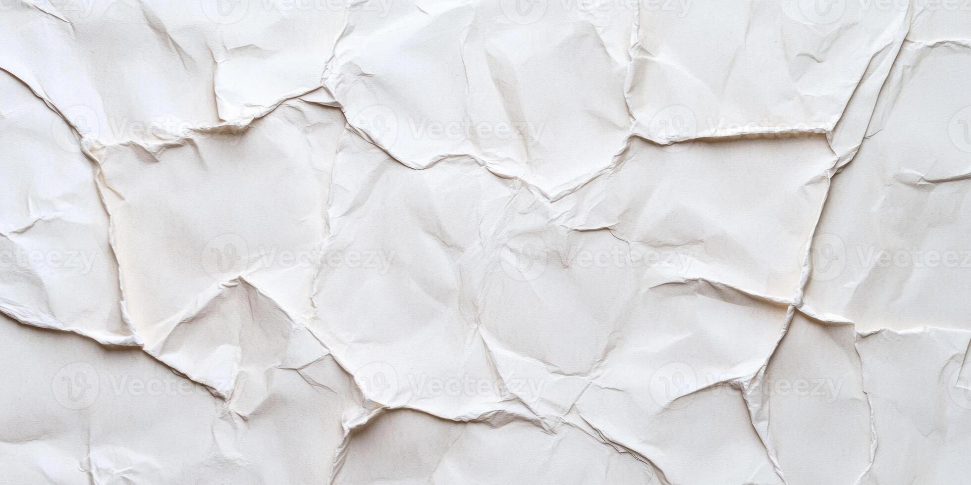 Crumpled white paper texture pattern with intricate folds and shadows for design background concept photo