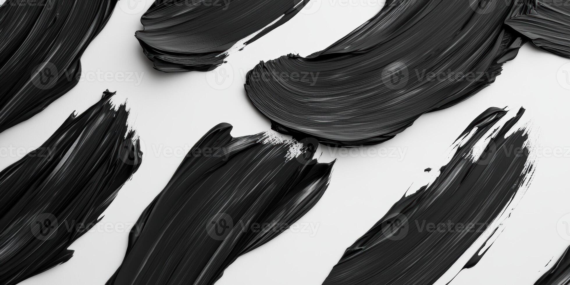 Abstract black brush strokes on white background creating dynamic textured patterns photo
