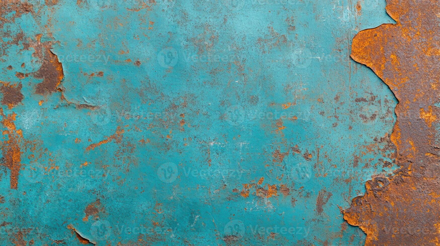 Rustic blue and orange metal texture, weathered surface with peeling paint and corrosion patterns photo