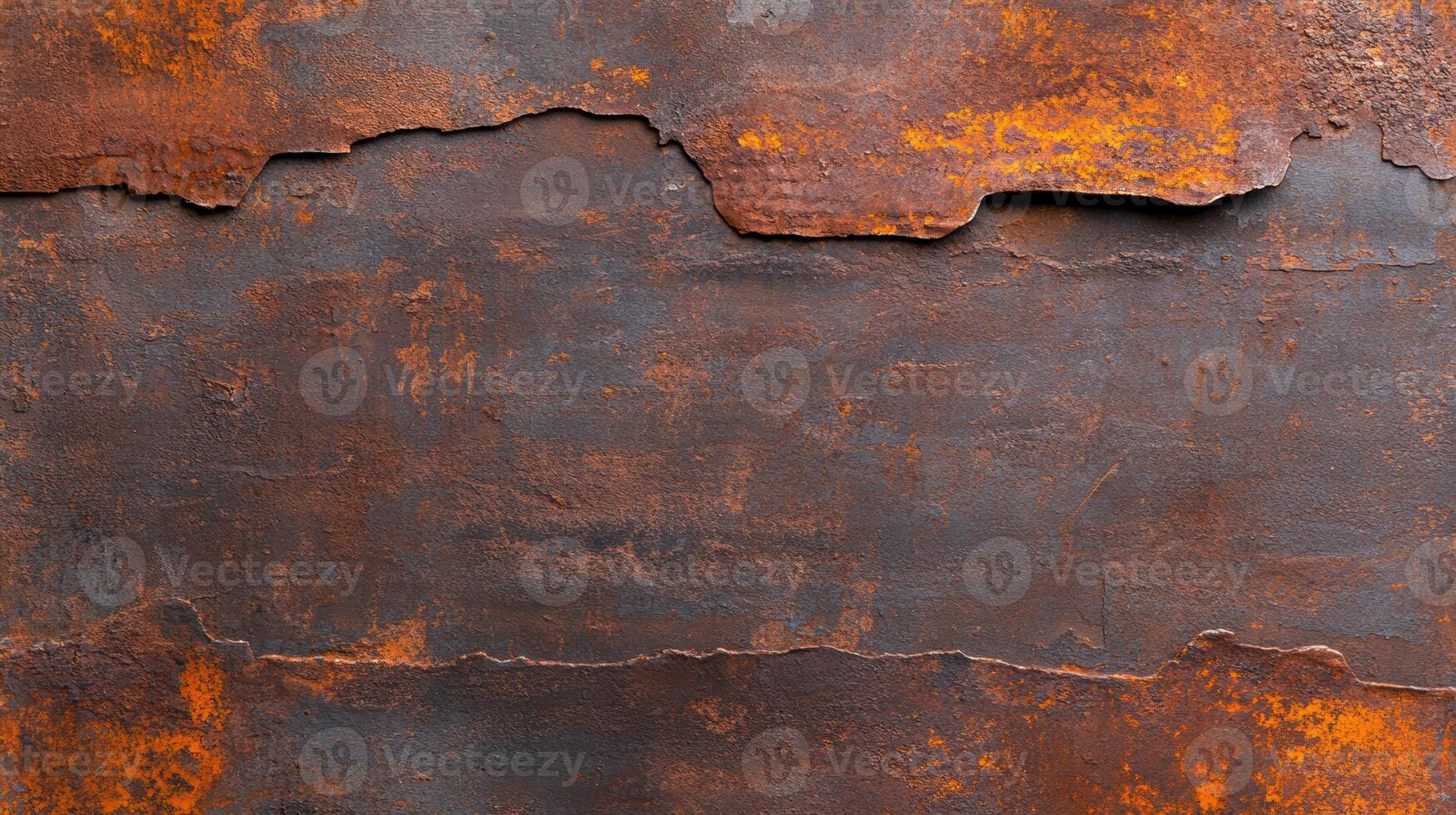 Rusty metal texture with weathered surface and corrosion patterns in industrial setting photo
