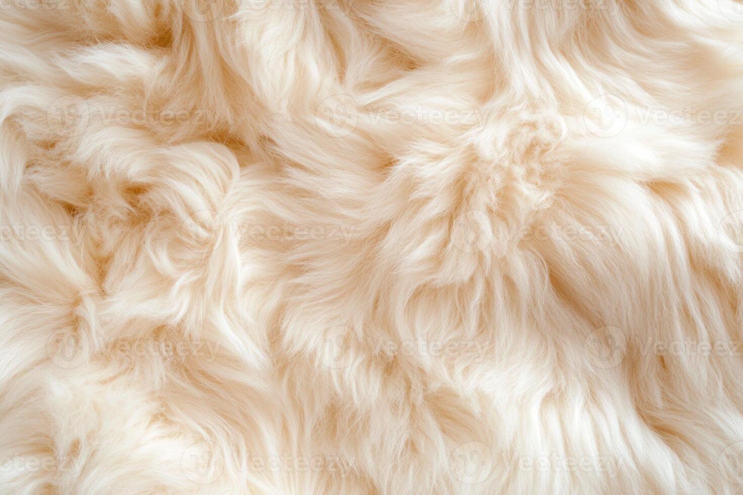 Close up of soft cream fluffy fur texture creating a luxurious and warm appearance photo