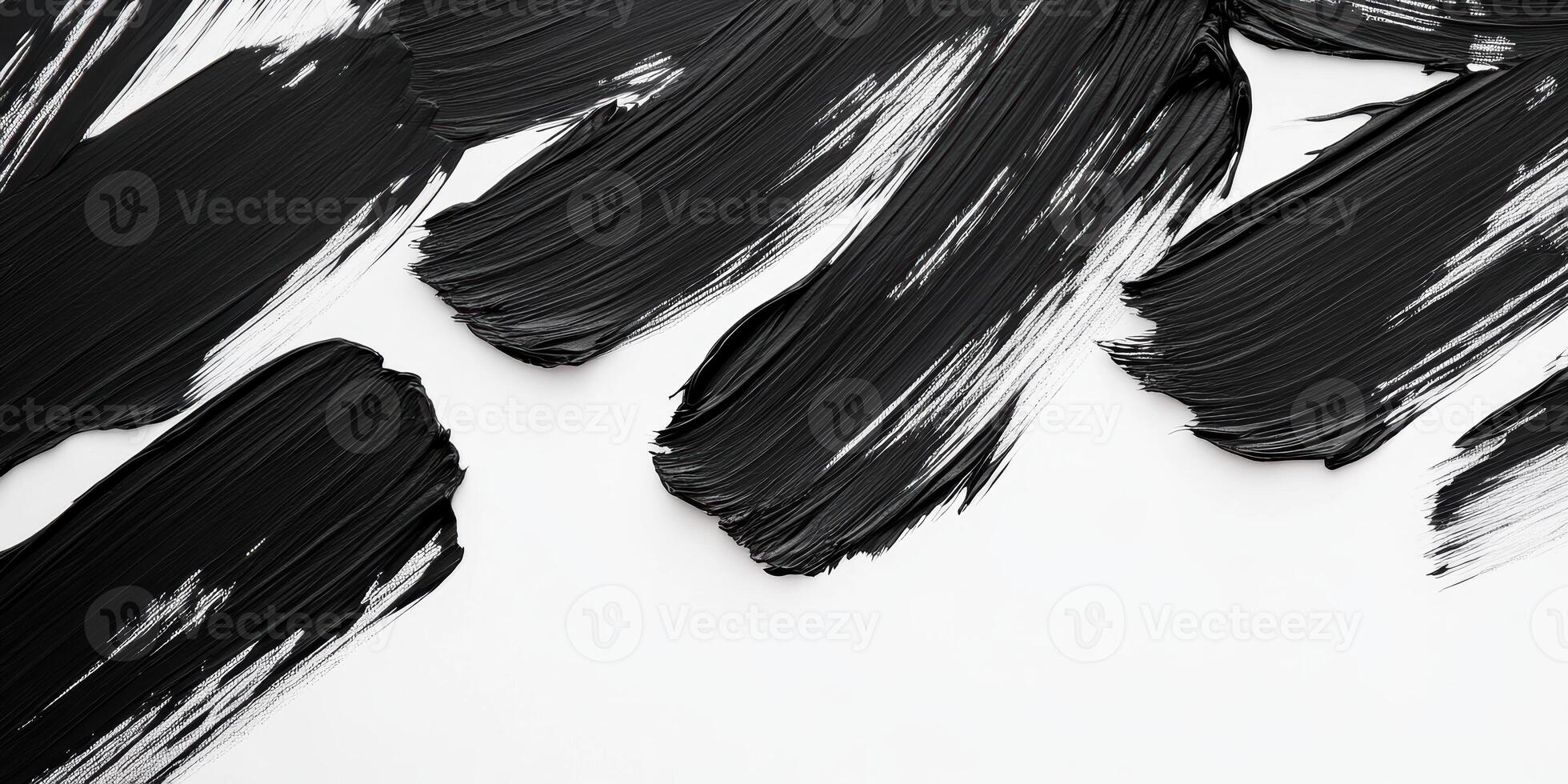 Abstract black brush strokes on white canvas creating dramatic contrast and visual texture in minimalist artistic composition photo
