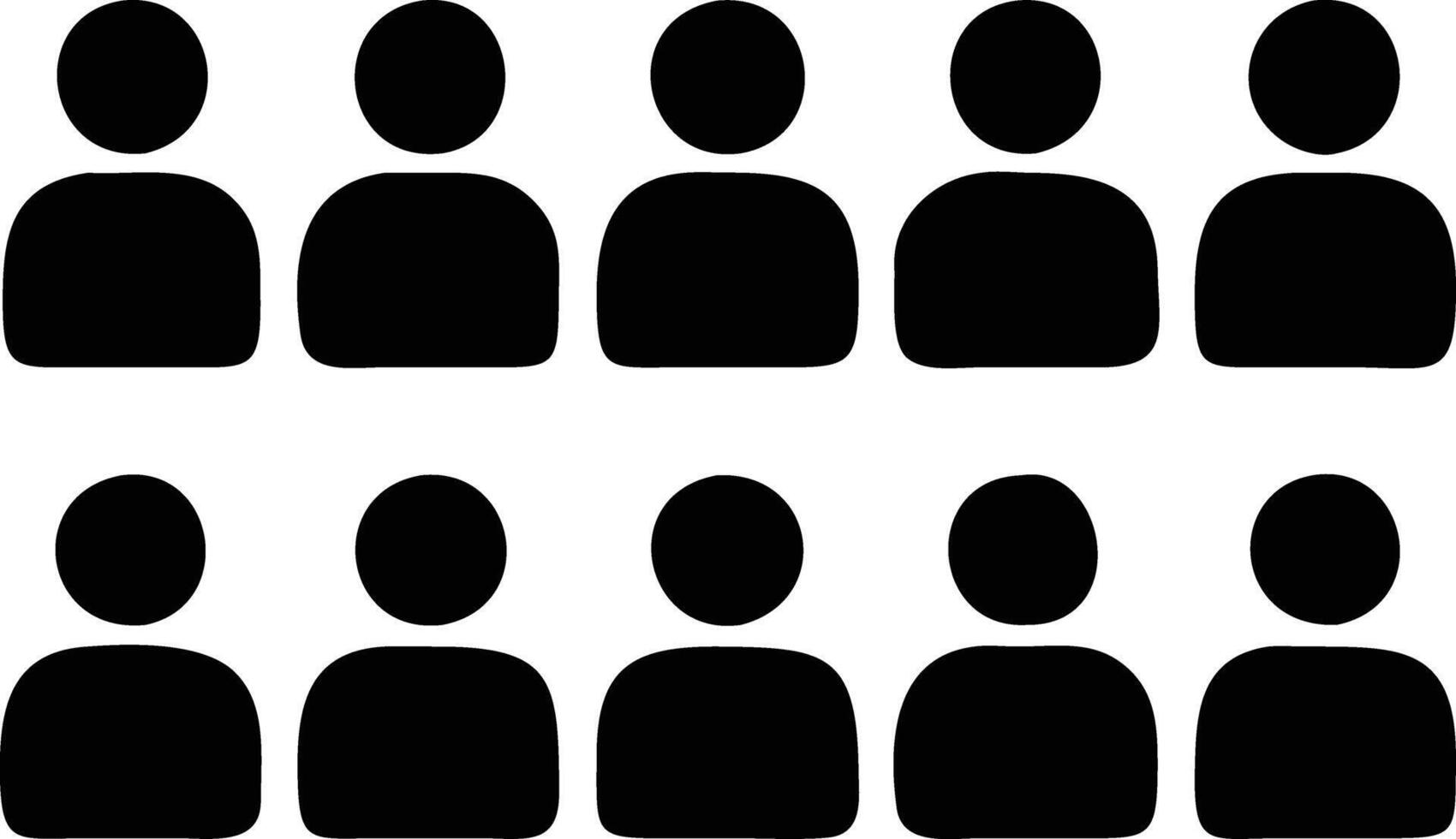 Group of Simple Black Silhouettes of People on White Background, Team concept vector
