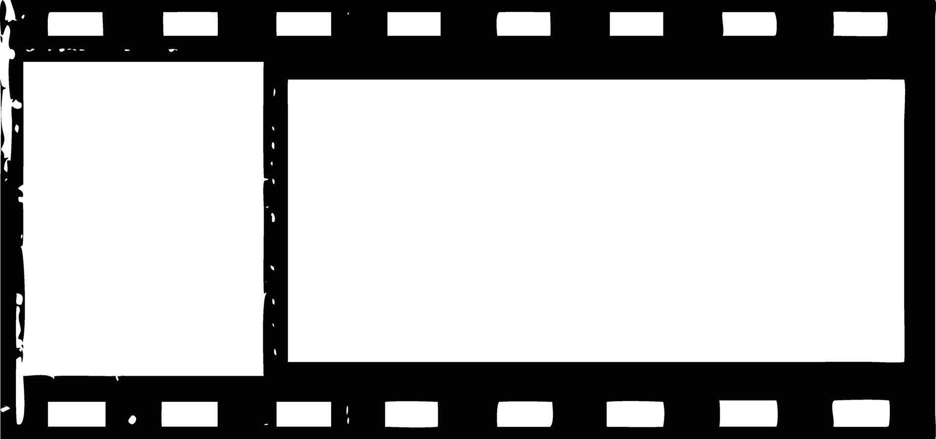 Distressed Black Filmstrip Border Isolated on White Background with Sprockets vector
