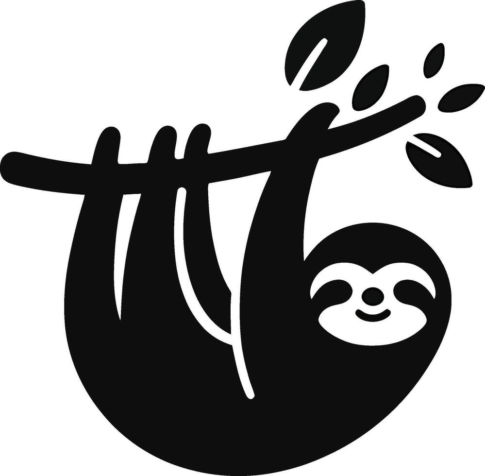 Happy Sloth Hanging on Tree Branch vector