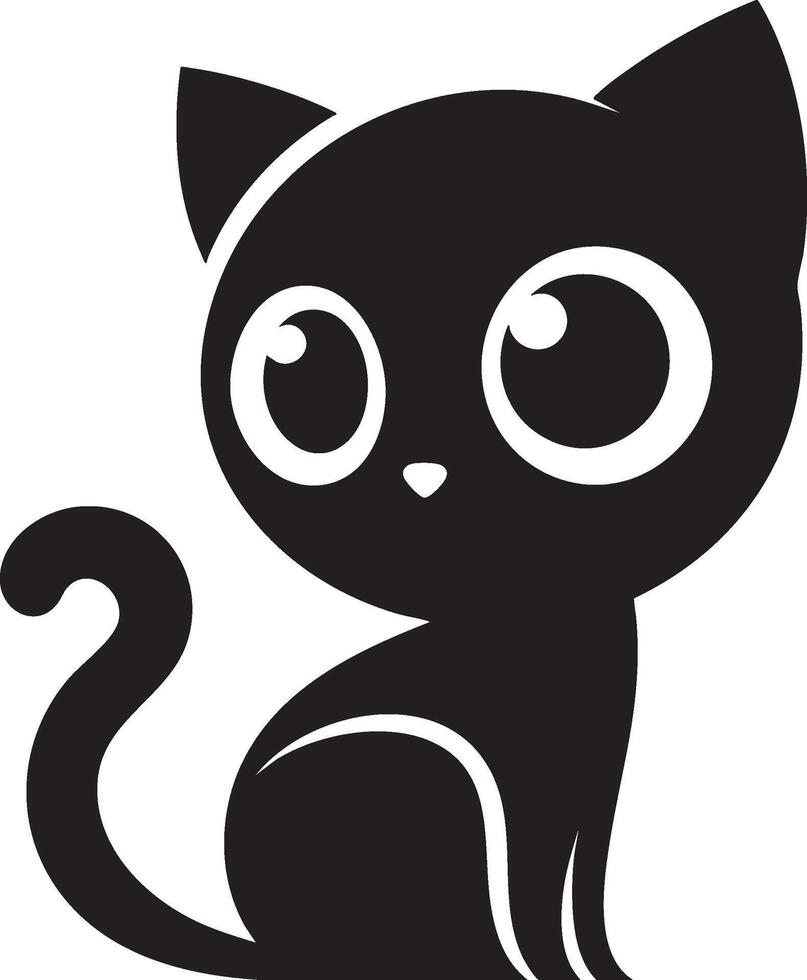 Minimalist Black Cat Illustration with Cute Expression vector