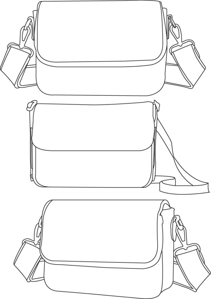 Set of slingbag Isolated, sling bag Icon, School slingbag line icon, line icon isolated sling bag vector
