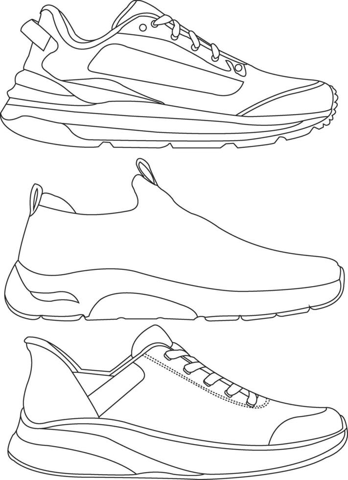 Collection of Shoes sneaker outline drawing, Sneakers icon, Shoes outline, shoes Illustration, sneakers isolated, shoes fashion, sneakers outline vector