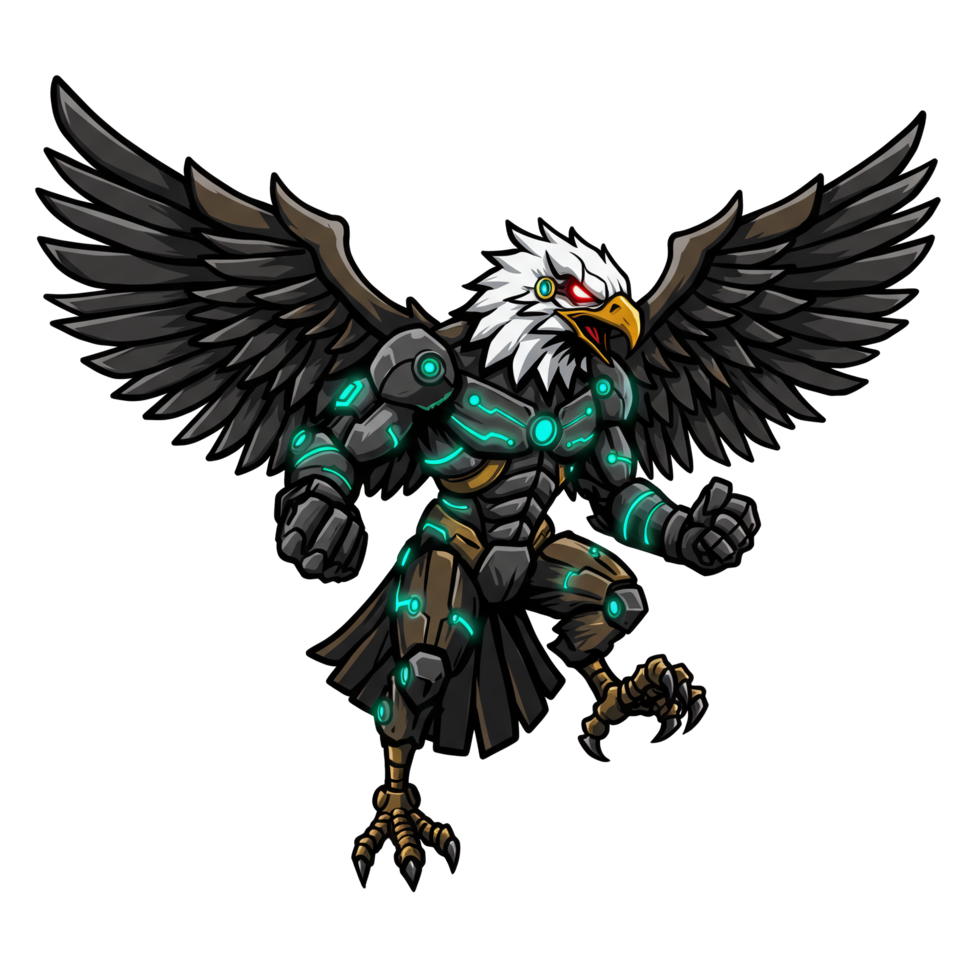 Cybernetic Eagle Futuristic Bird Superhero Illustration png