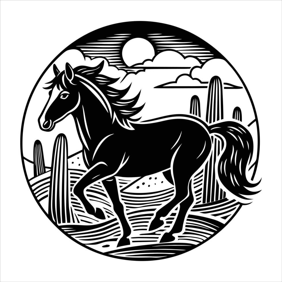 Detailed Horse Outline vector