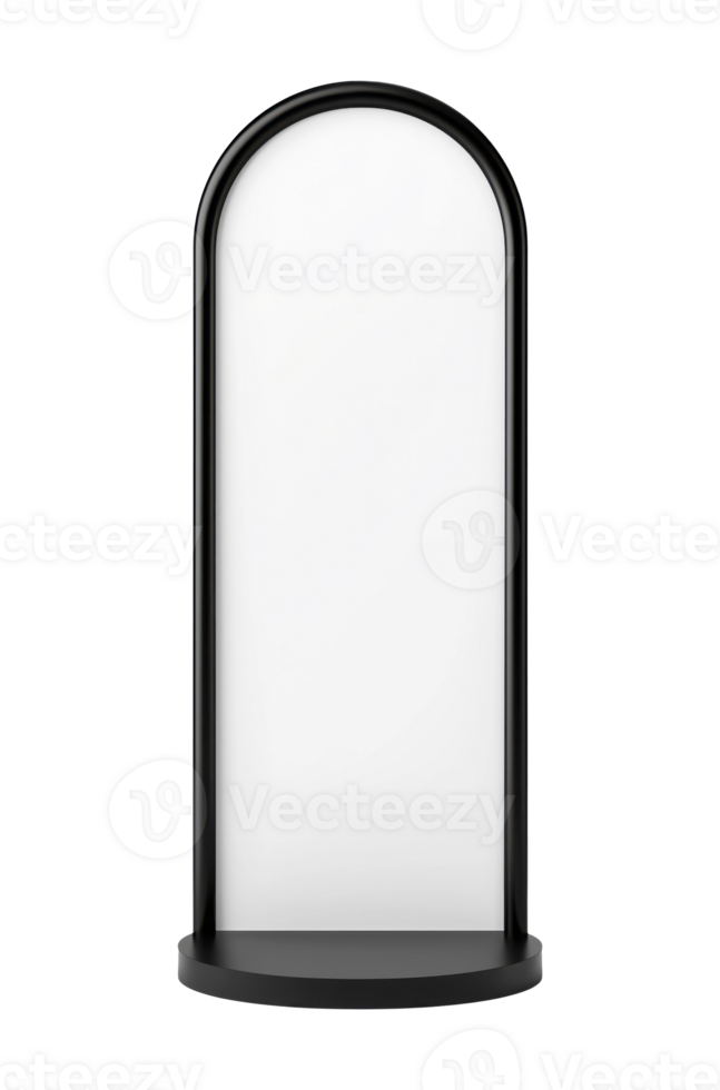 Vertical banner with black frame isolated on transparent background png