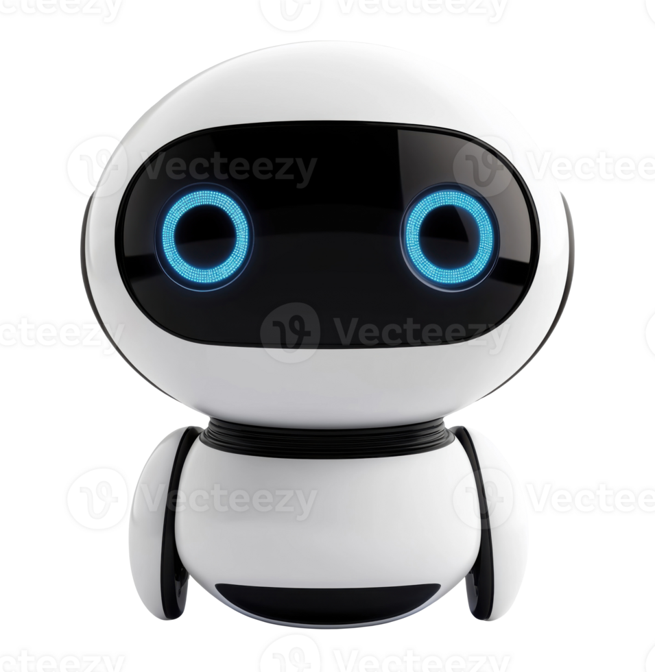 Illustration of a modern chat bot, front view, isolated on a transparent background png