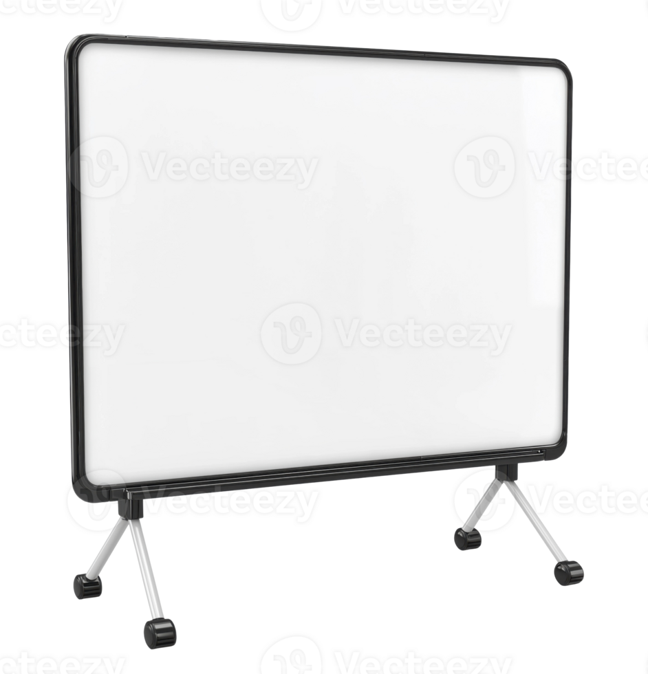 Standing whiteboard isolated on a transparent background png