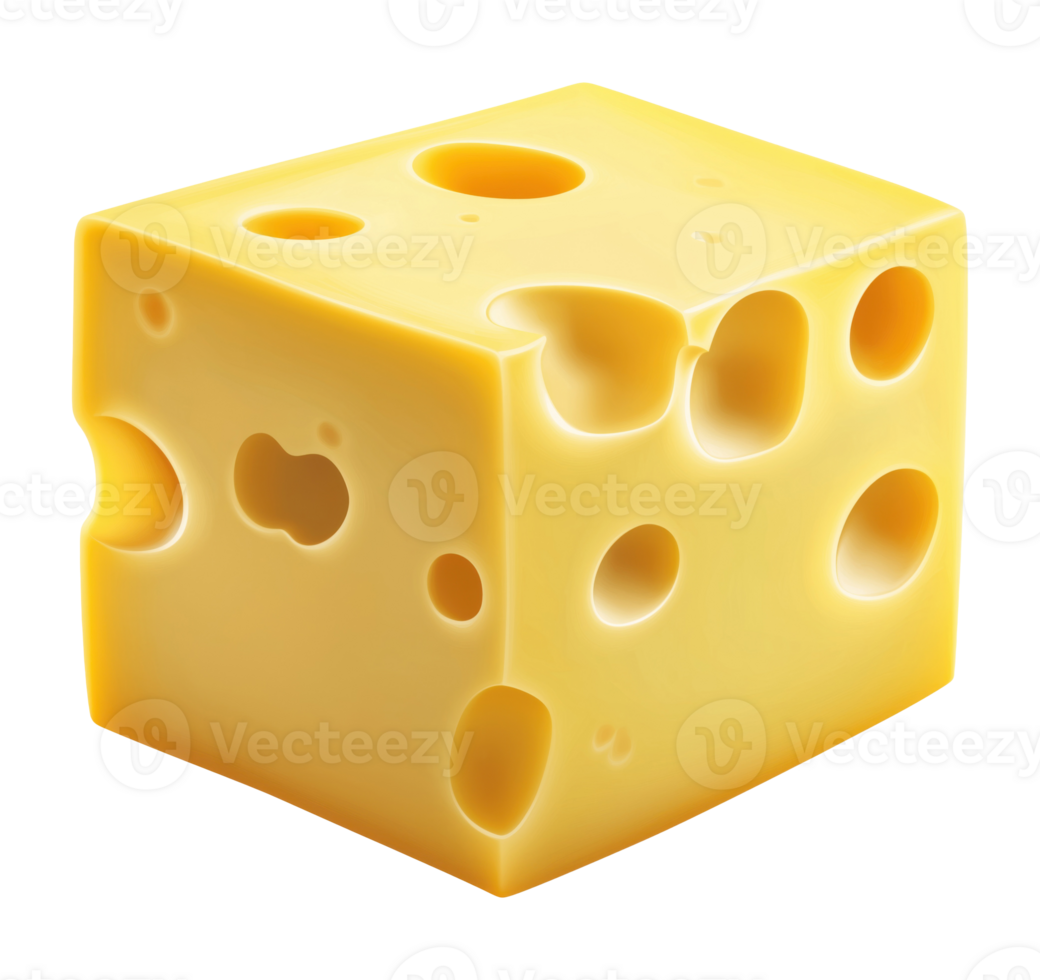 Cheese cube isolated on a transparent background png