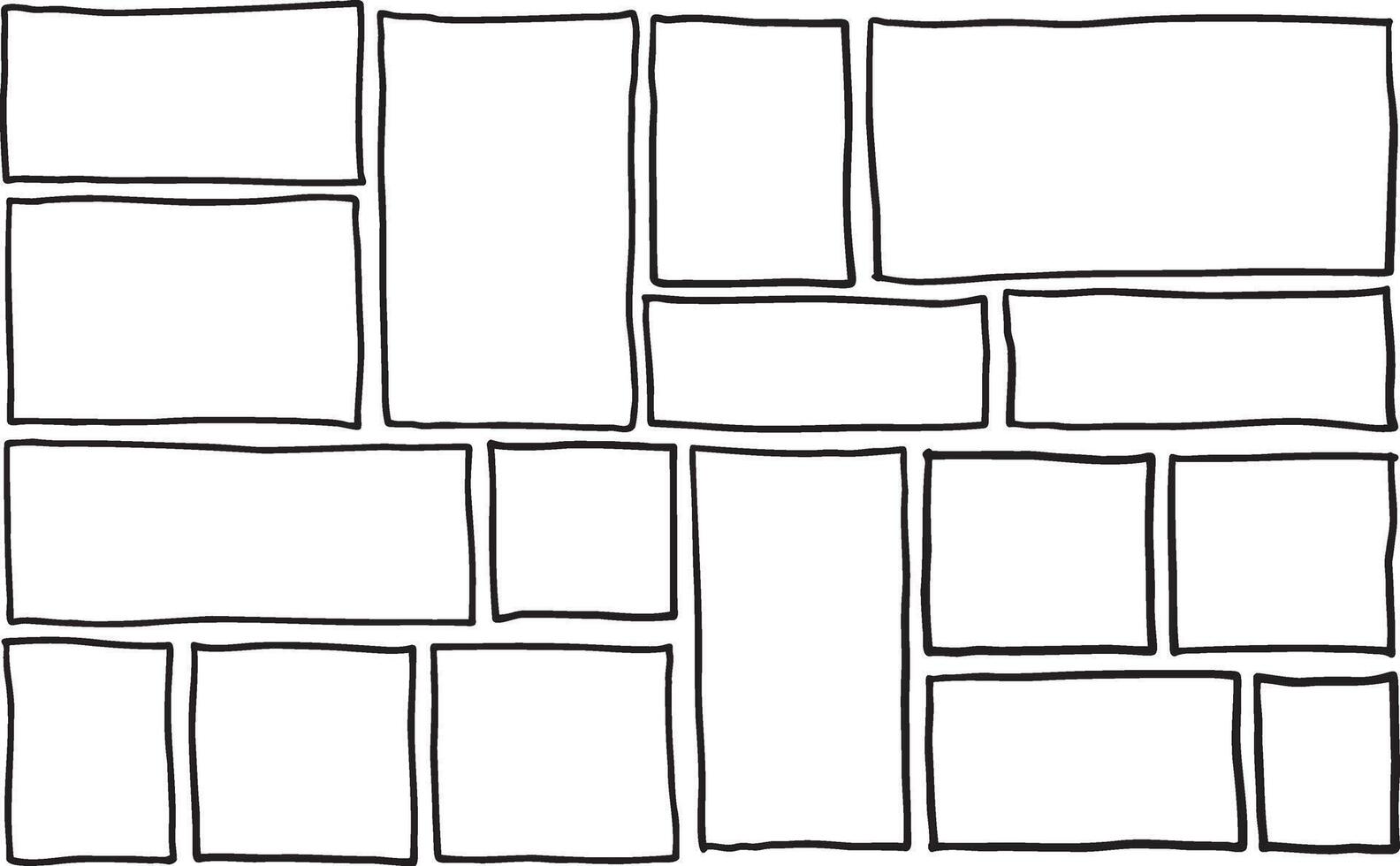 Border frame. Black scribble square collection. Simple scratch brush empty doodle. Freehand grungy rectangle. Outline drawn line vector