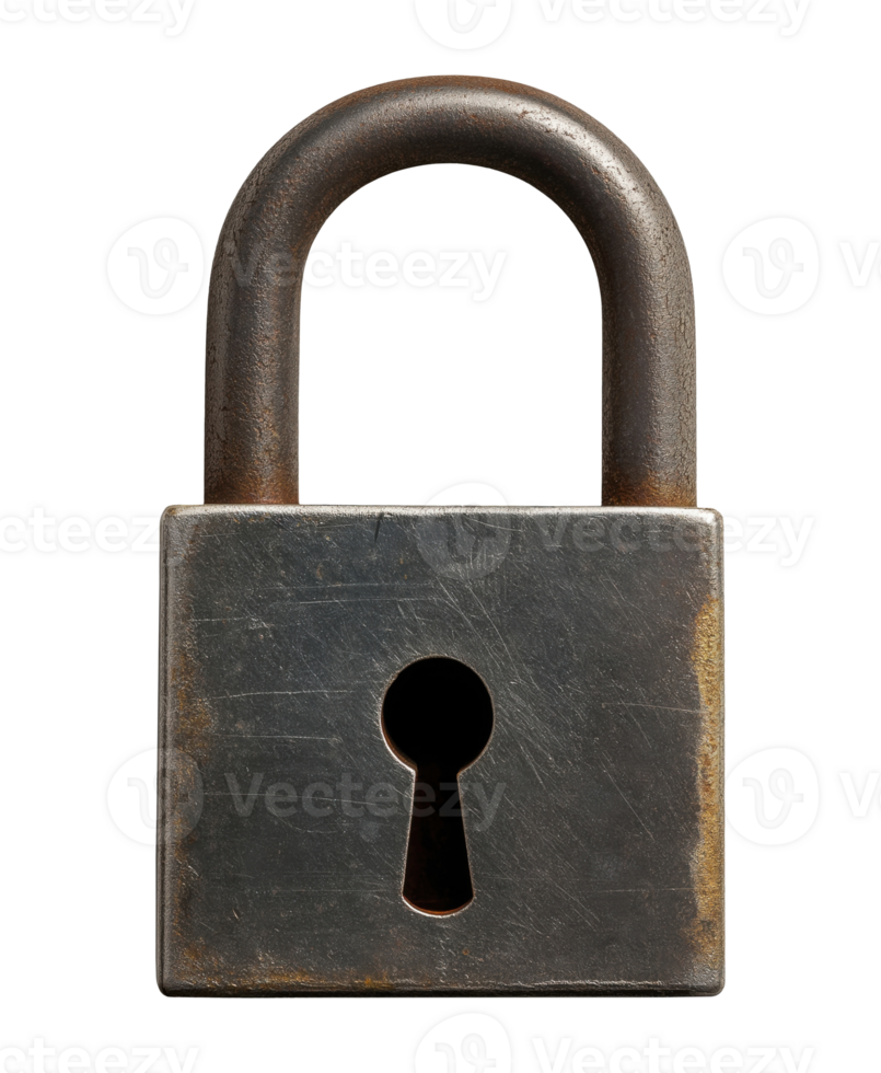 Old metallic lock isolated on transparent background png