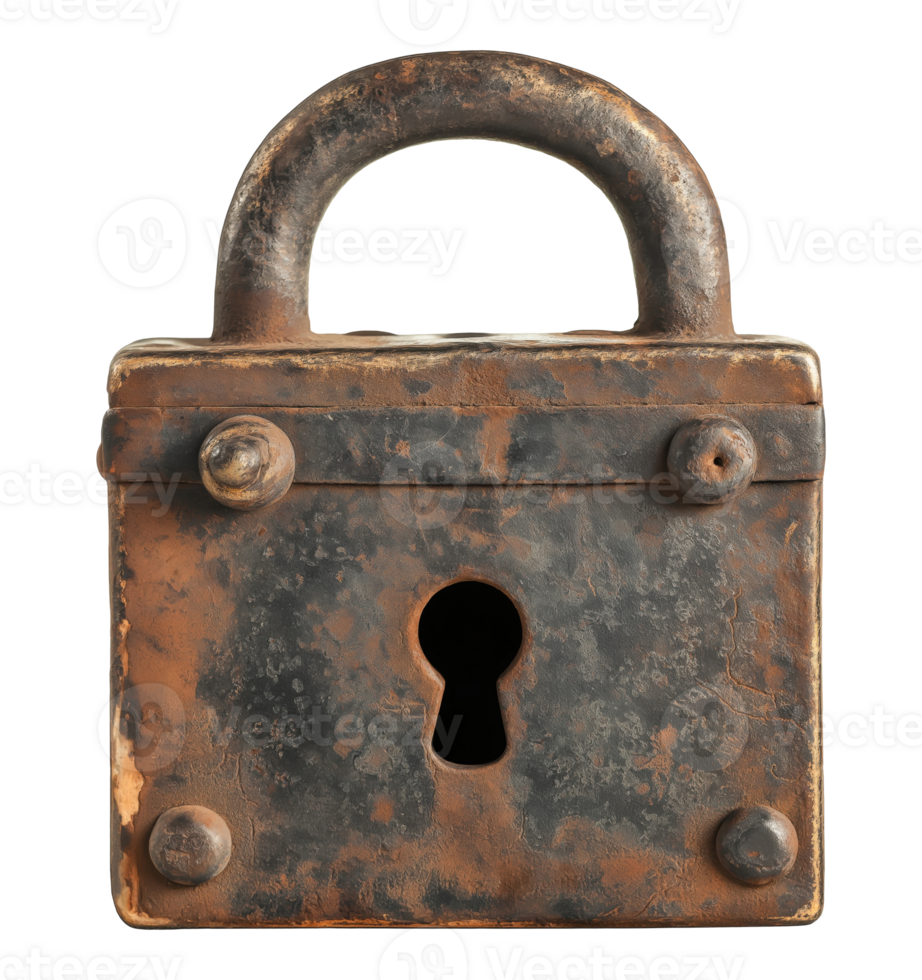 Old rusty lock isolated on transparent background png