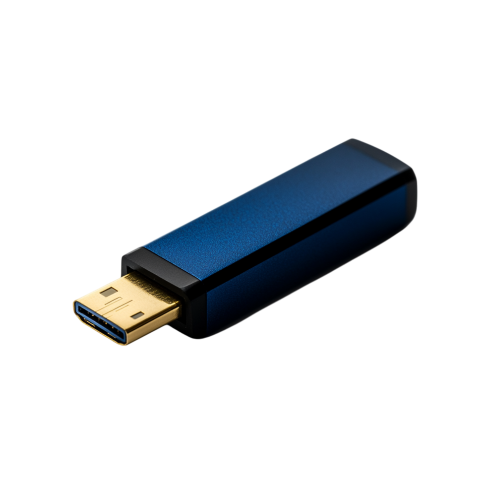 Blue usb flash drive data storage device memory stick isolated png