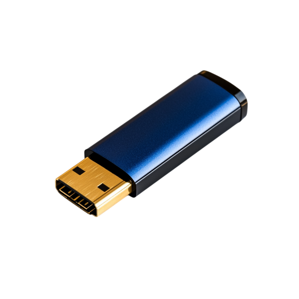 Blue usb flash drive memory stick data storage device close up png