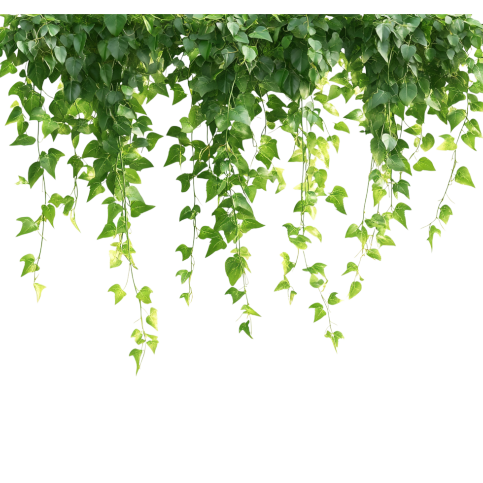 Hanging green leaves foliage vines isolated background for decoration png