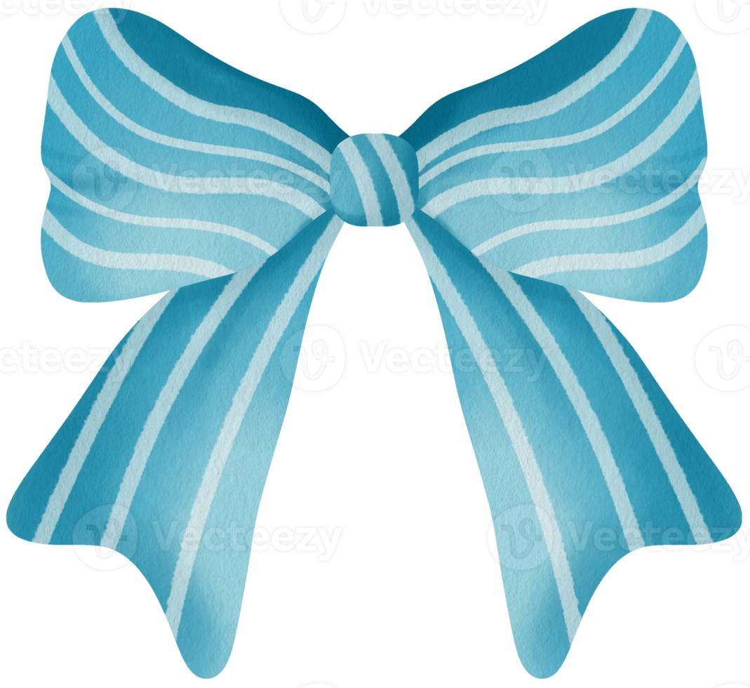 Blue Striped Bow Elegant Lines Aqua Bow with White Stripes Line Pattern Ribbon png