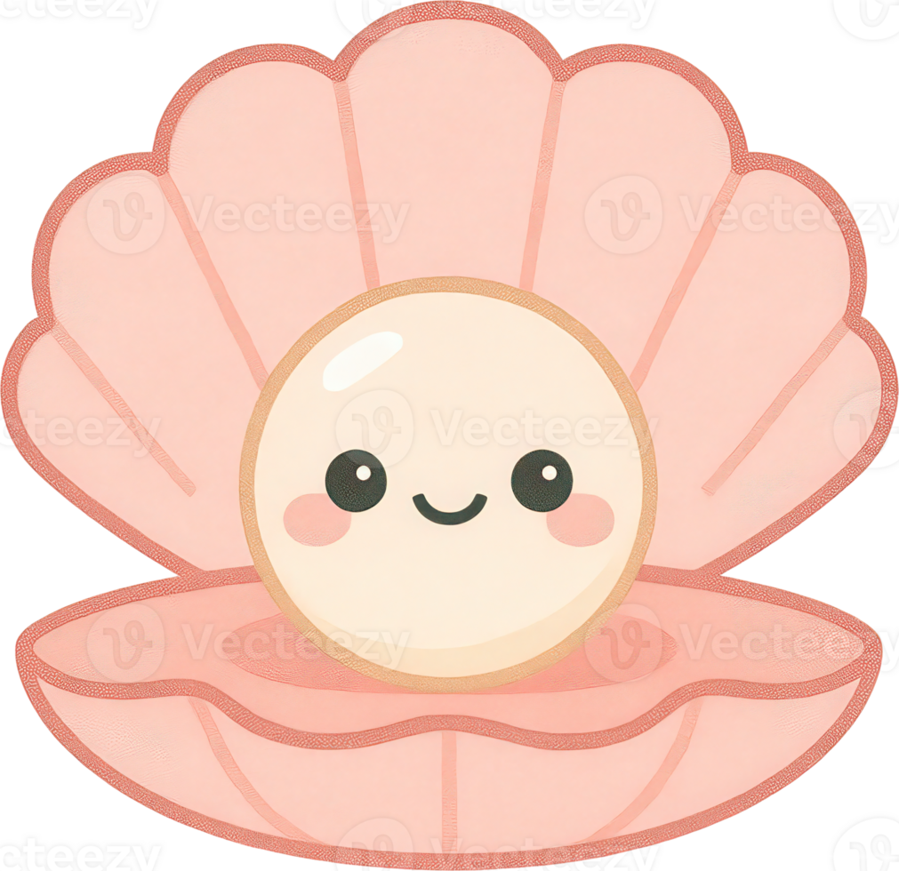 Cute and Kawaii Seashell with Pearl png