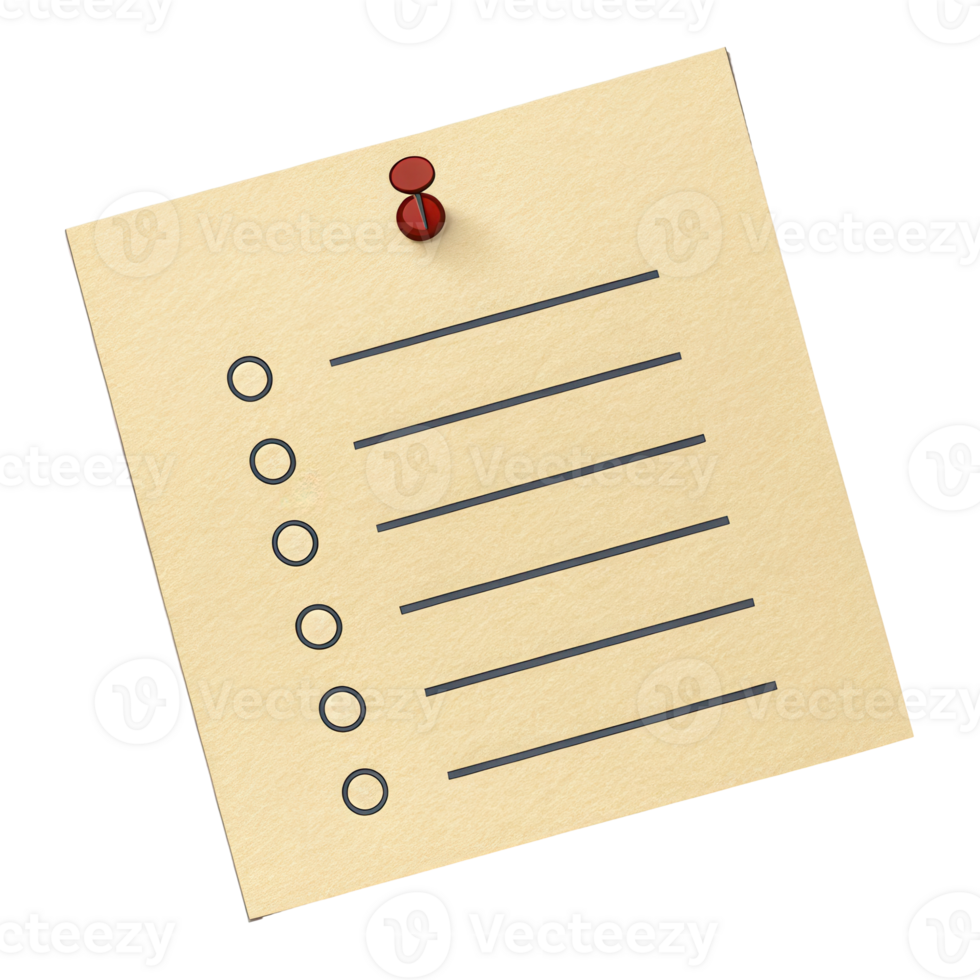 Blank sticky note with simple bullet point list png