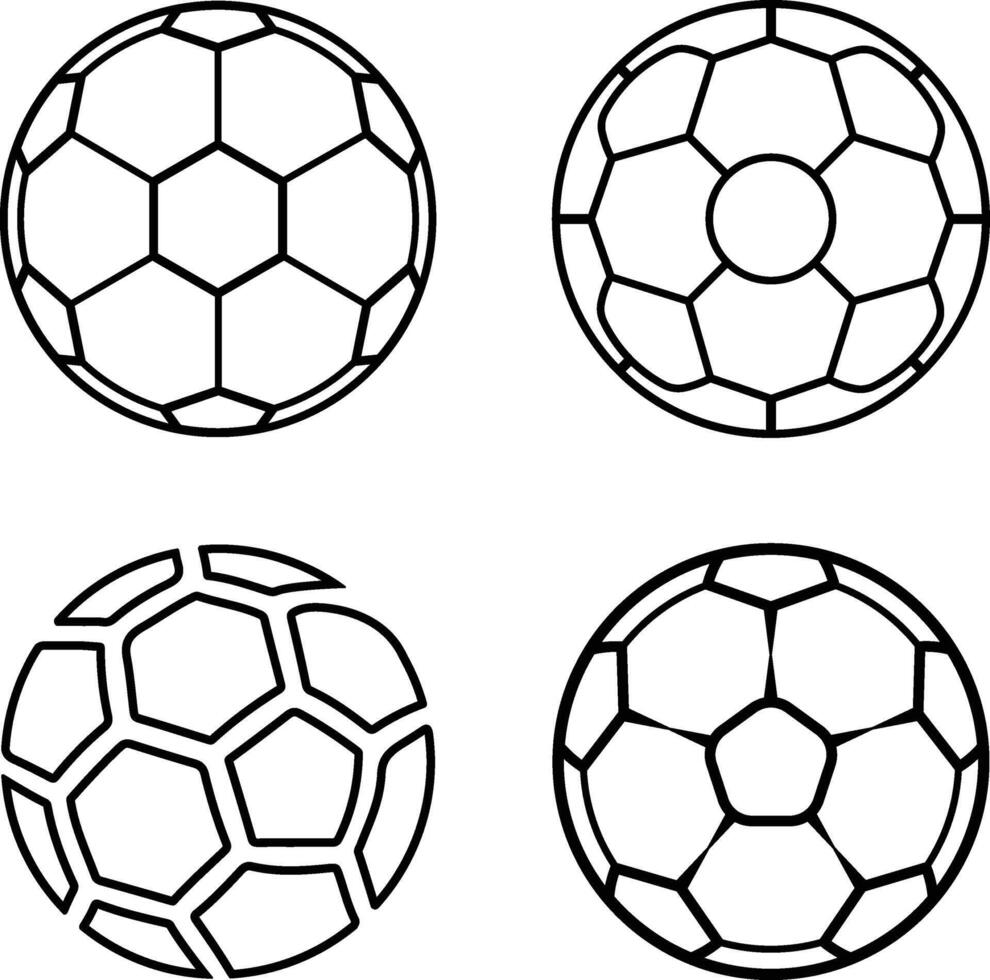 Soccer Balls Outline Set. Soccer Balls Icon. vector