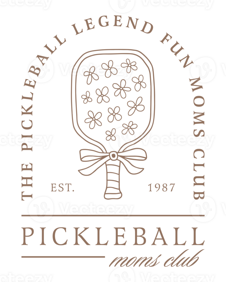 Pickleball mom fun moms club squad crew logo funny quotes for the legend mothers day card badge shirt design floral pickle ball paddle bow brown aesthetic sport theme printable transparent background png