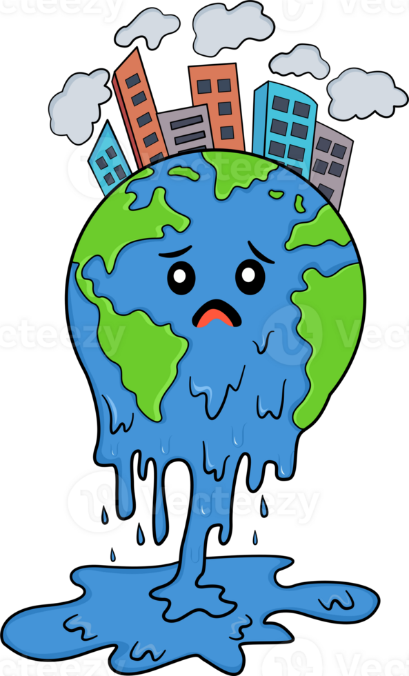 Pollution on earth with dirty air pollution from factory buildings global warming png