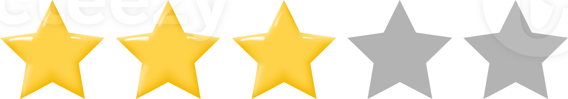 Row of five golden stars followed by two silver stars. Isolated on transparent background. png