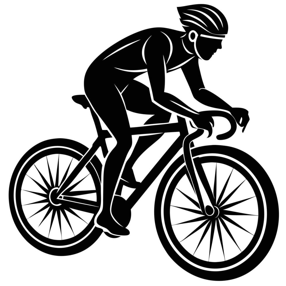 A silhouette of a man riding a bike vector