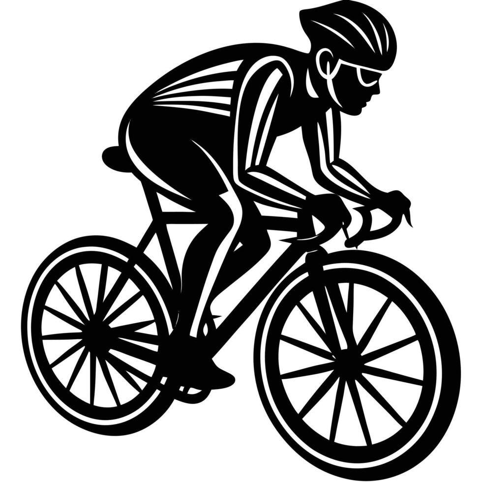 A silhouette of a cyclist riding a bike vector