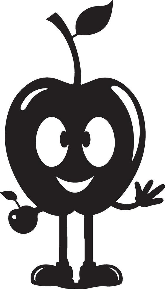 Black apple cartoon character illustration vector