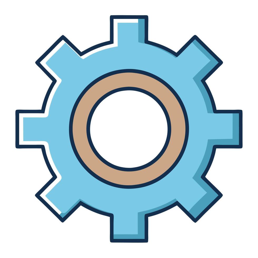 A Detailed Illustration of a Light Blue Gear with a Tan Inner Ring Setting vector