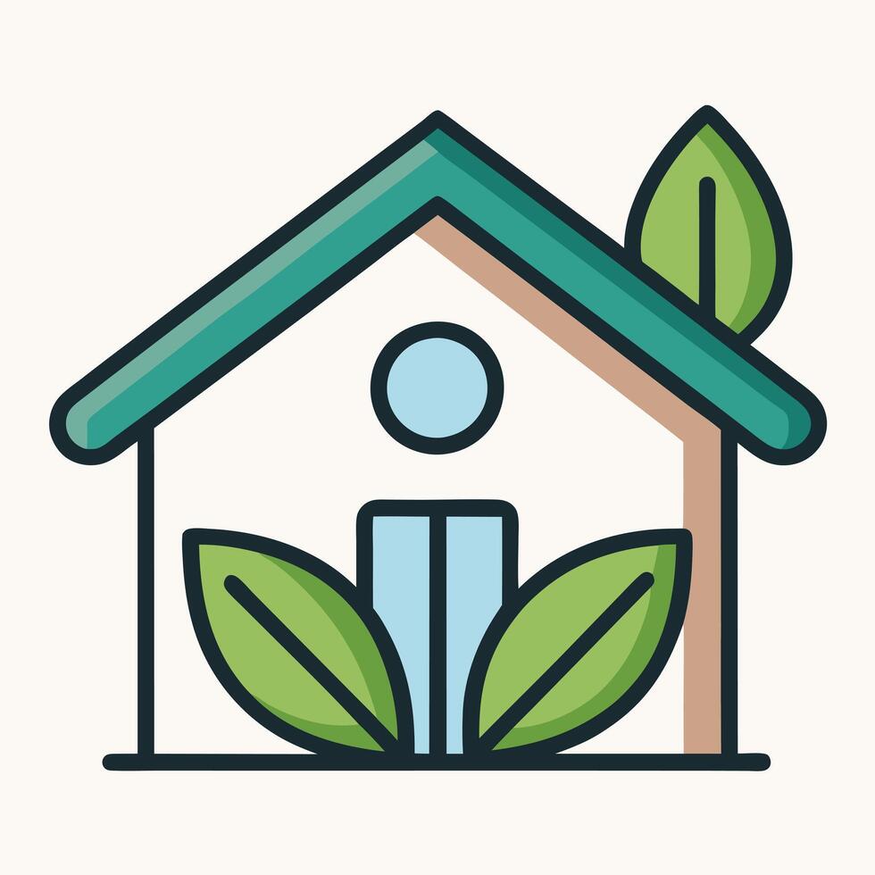 Ecofriendly House Green Home Sustainable Living Environmentally Conscious Residence Nature Inspired Design vector